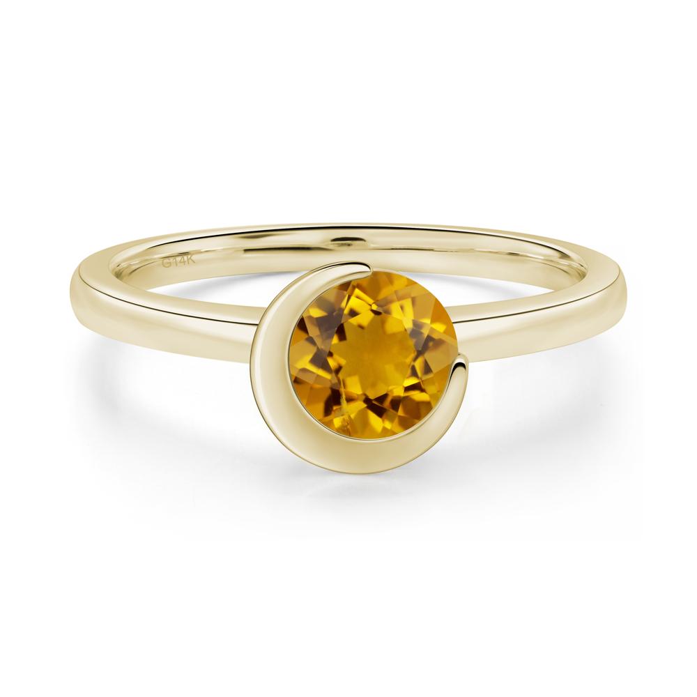 Citrine Unique Bezel Set Engagement Ring - LUO Jewelry #metal_14k yellow gold