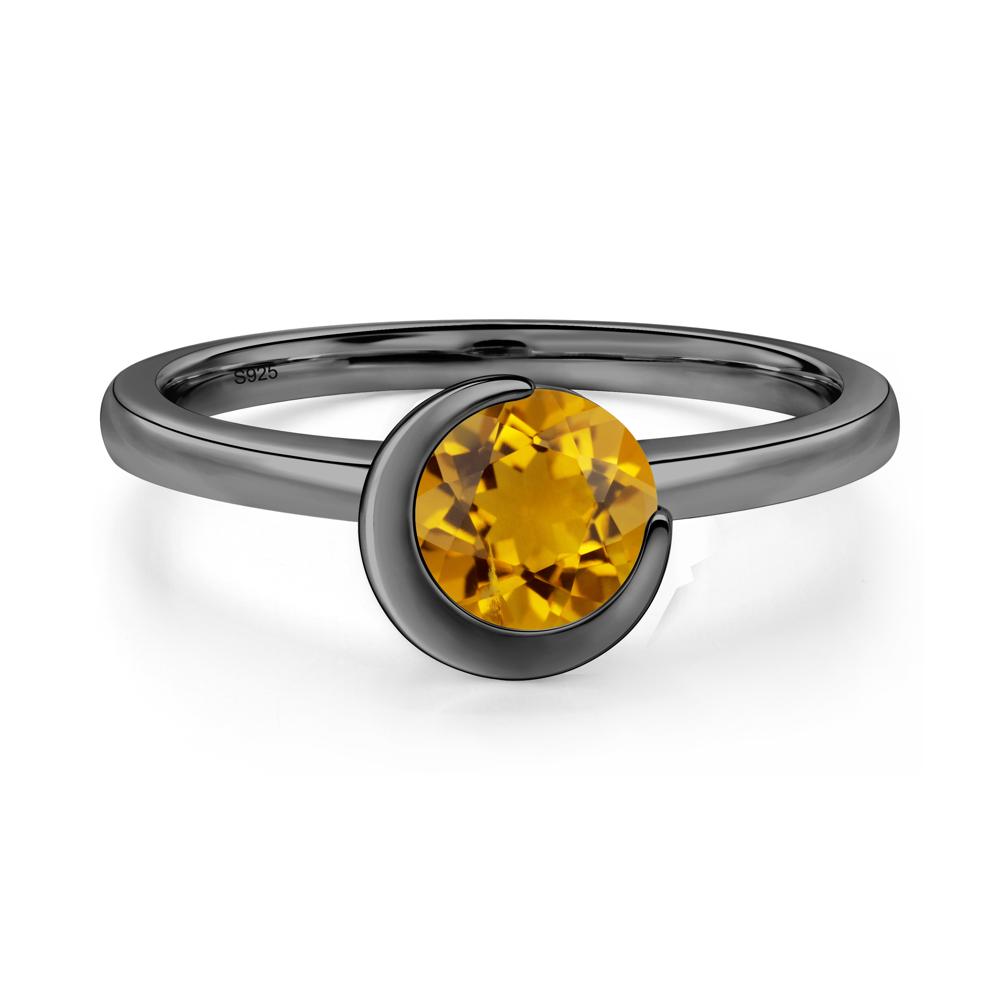 Citrine Unique Bezel Set Engagement Ring - LUO Jewelry #metal_black finish sterling silver