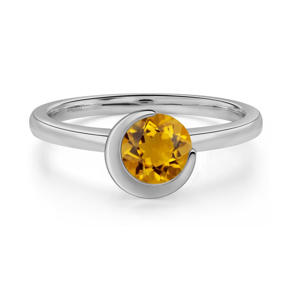 Citrine Unique Bezel Set Engagement Ring - LUO Jewelry #metal_platinum