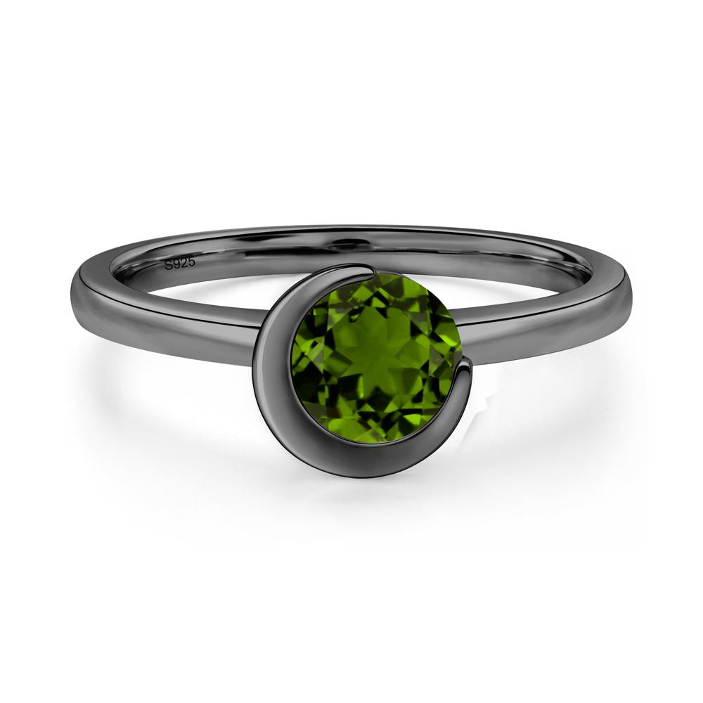 Diopside Unique Bezel Set Engagement Ring - LUO Jewelry #metal_black finish sterling silver