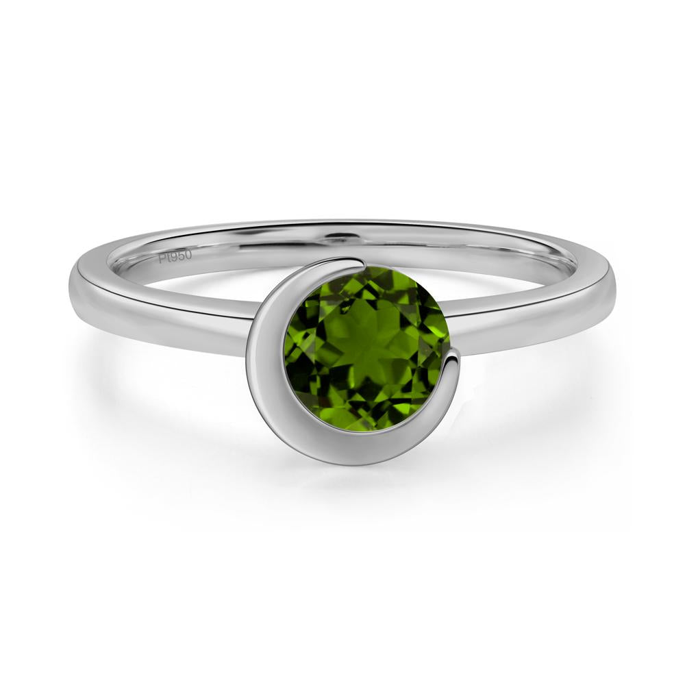 Diopside Unique Bezel Set Engagement Ring - LUO Jewelry #metal_platinum