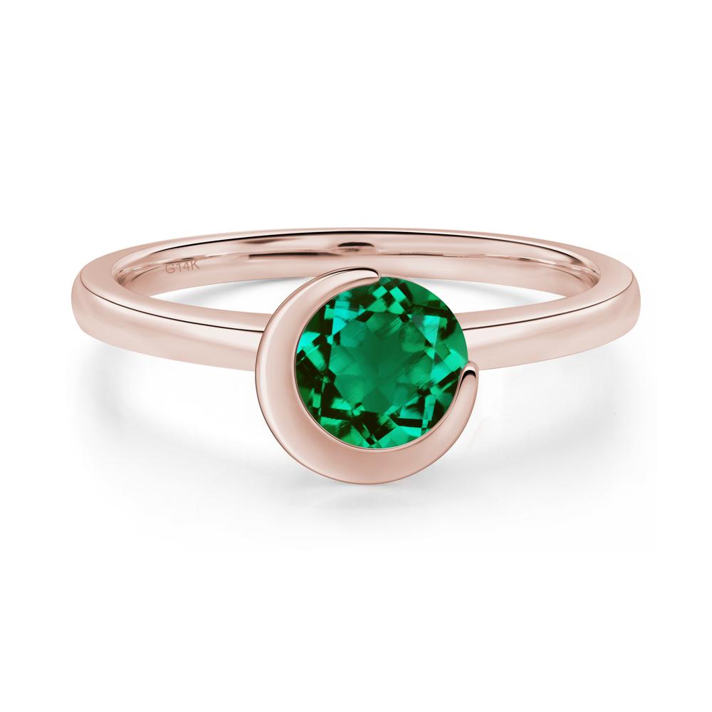 Emerald New Moon Bezel Ring - LUO Jewelry #metal_14k rose gold