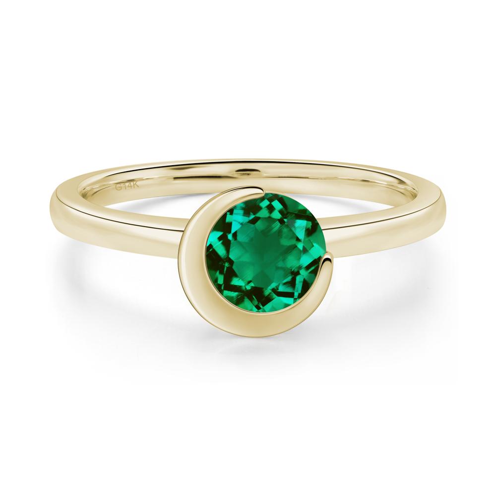 Emerald New Moon Bezel Ring - LUO Jewelry #metal_14k yellow gold