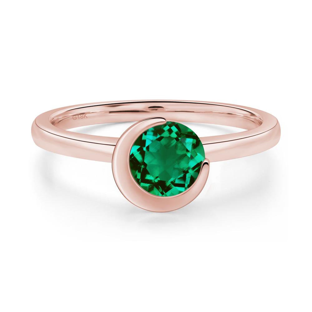 Emerald New Moon Bezel Ring - LUO Jewelry #metal_18k rose gold