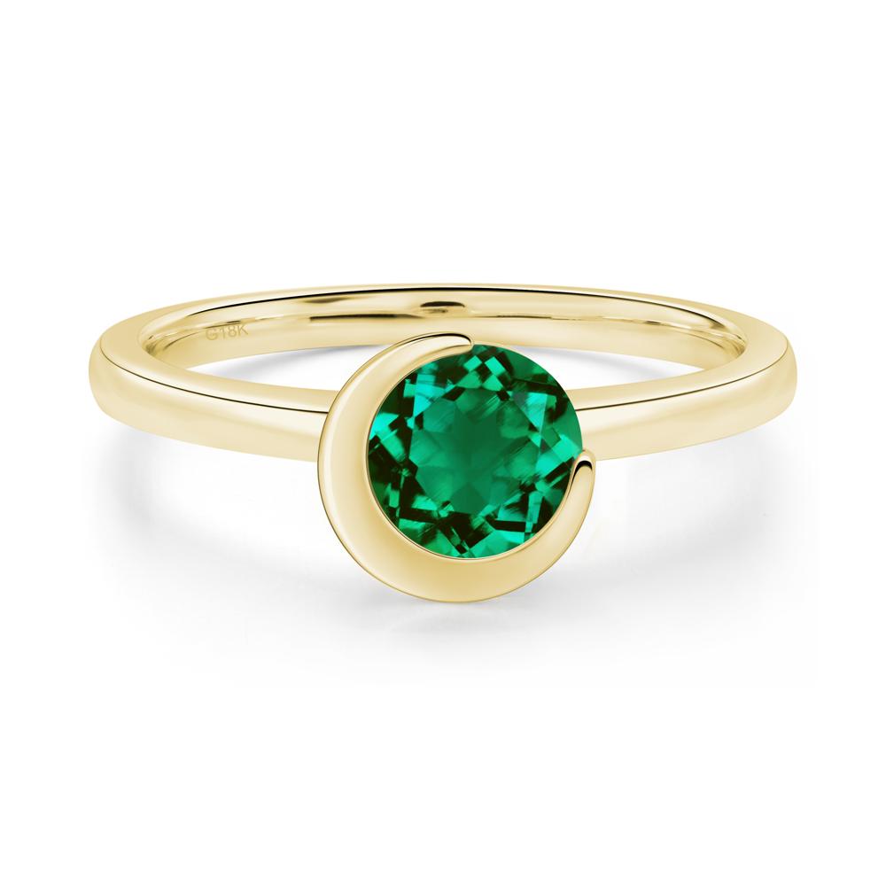 Emerald New Moon Bezel Ring - LUO Jewelry #metal_18k yellow gold