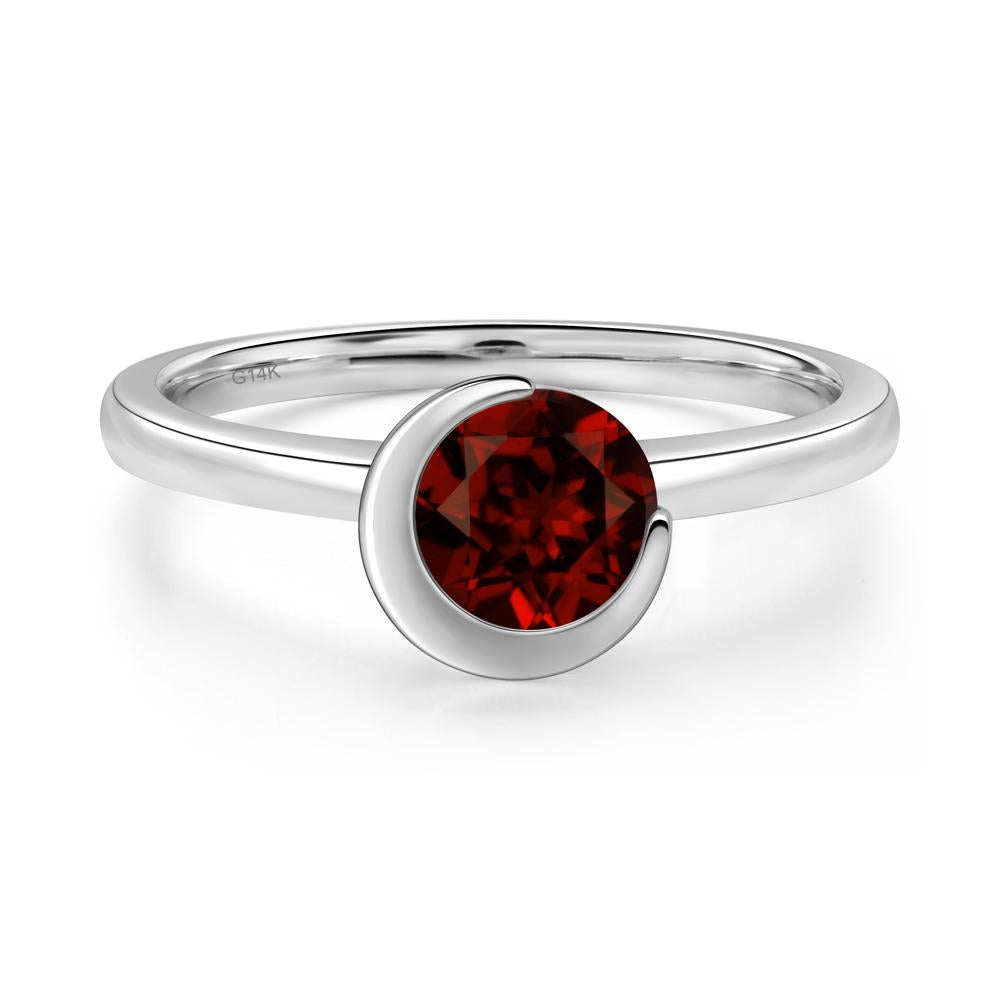 Garnet Unique Bezel Set Engagement Ring - LUO Jewelry #metal_14k white gold