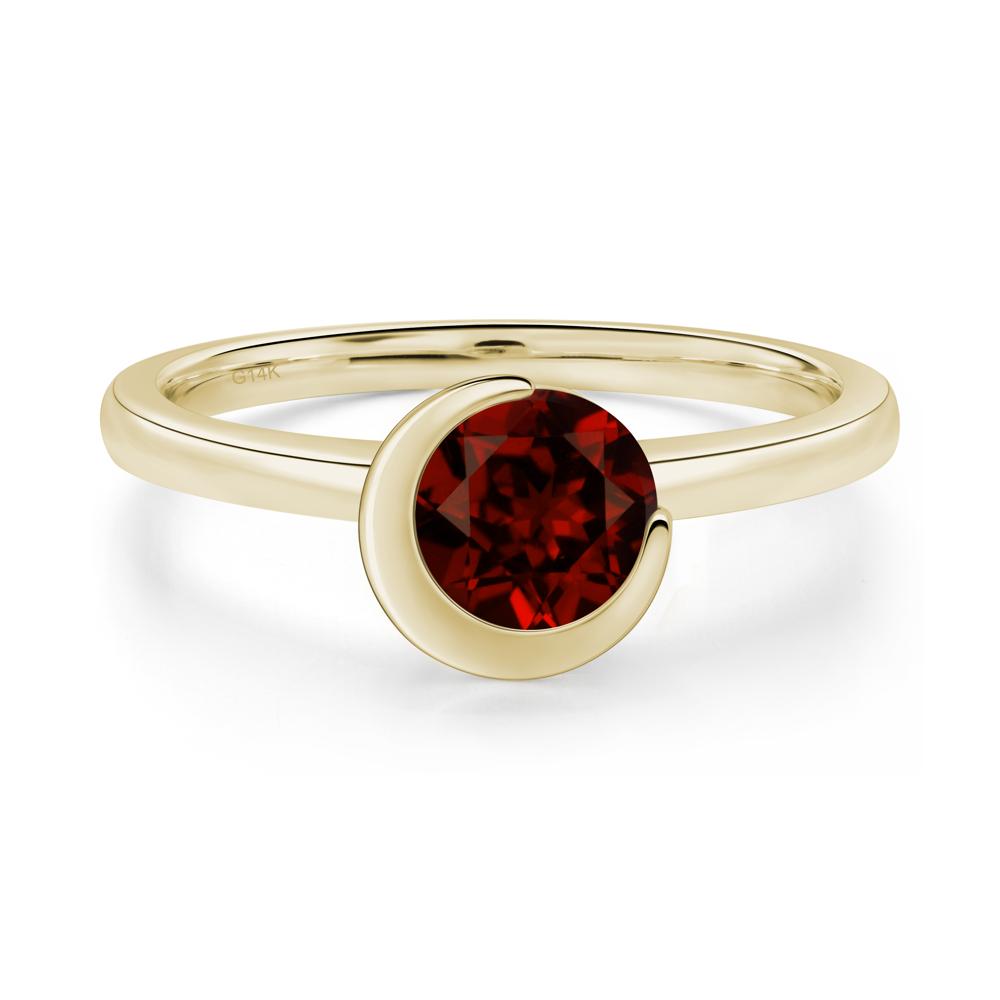 Garnet Unique Bezel Set Engagement Ring - LUO Jewelry #metal_14k yellow gold