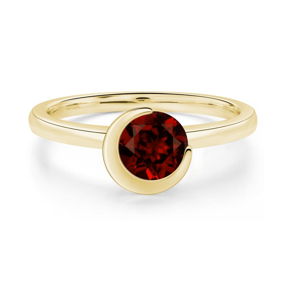 Garnet Unique Bezel Set Engagement Ring - LUO Jewelry #metal_18k yellow gold