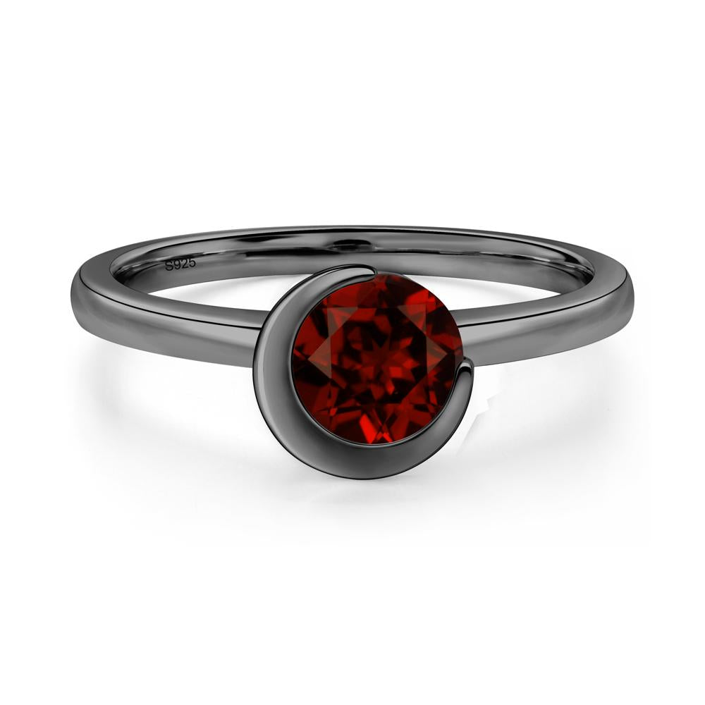 Garnet Unique Bezel Set Engagement Ring - LUO Jewelry #metal_black finish sterling silver