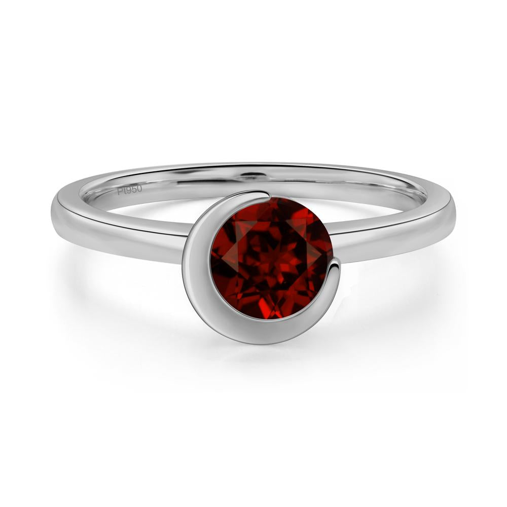 Garnet Unique Bezel Set Engagement Ring - LUO Jewelry #metal_platinum