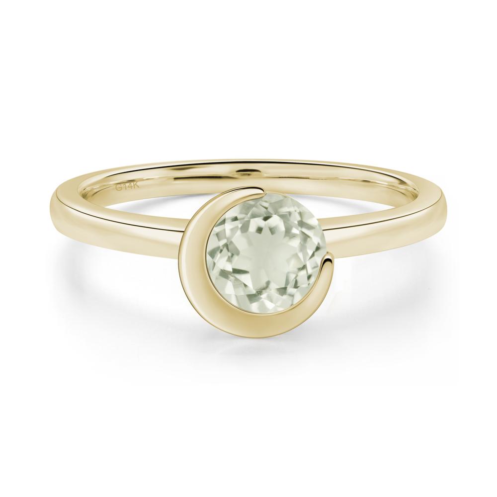 Green Amethyst Unique Bezel Set Engagement Ring - LUO Jewelry #metal_14k yellow gold