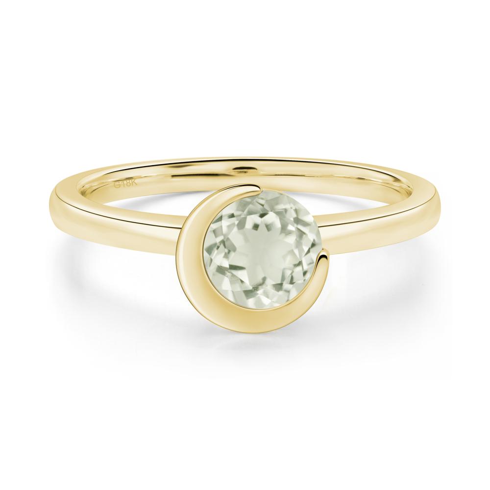 Green Amethyst Unique Bezel Set Engagement Ring - LUO Jewelry #metal_18k yellow gold