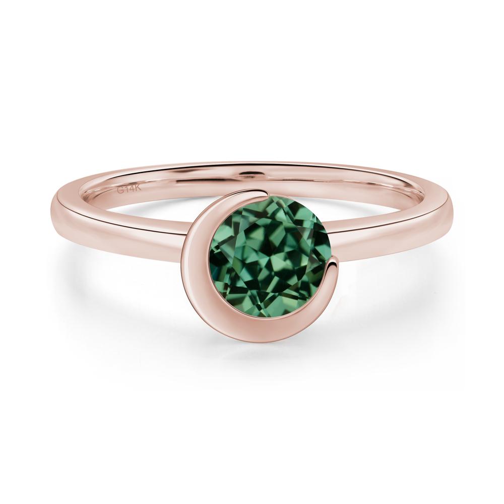 Green Sapphire Crescent Moon Ring - LUO Jewelry #metal_14k rose gold