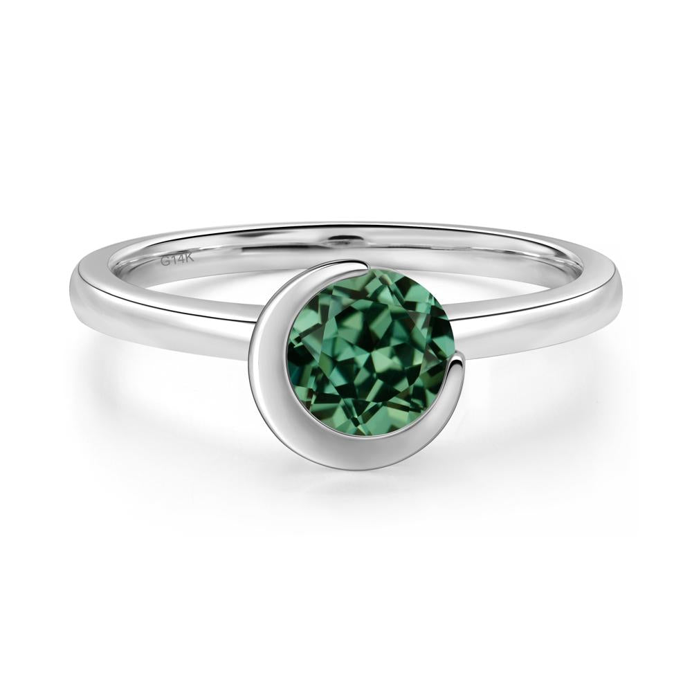 Green Sapphire Crescent Moon Ring - LUO Jewelry #metal_14k white gold