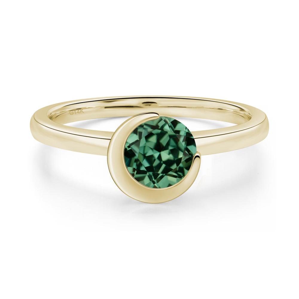 Green Sapphire Crescent Moon Ring - LUO Jewelry #metal_14k yellow gold