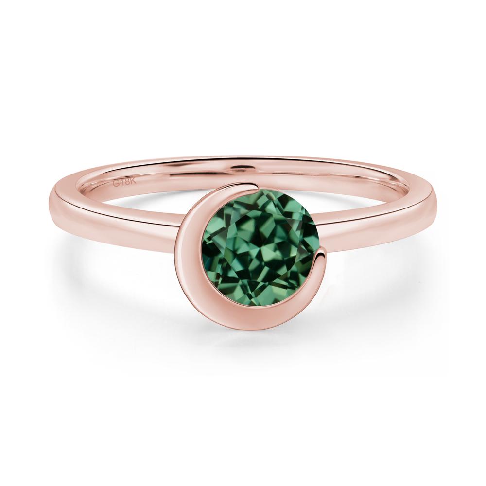 Green Sapphire Crescent Moon Ring - LUO Jewelry #metal_18k rose gold