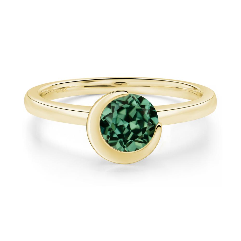 Green Sapphire Crescent Moon Ring - LUO Jewelry #metal_18k yellow gold