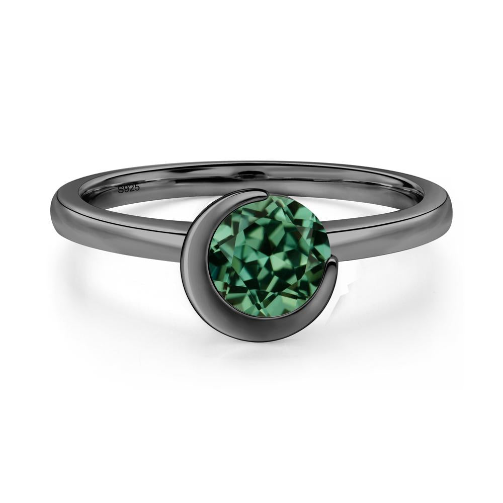 Green Sapphire Crescent Moon Ring - LUO Jewelry #metal_black finish sterling silver