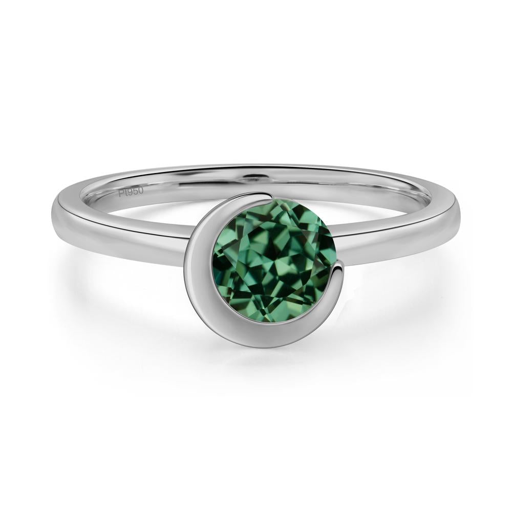 Green Sapphire Crescent Moon Ring - LUO Jewelry #metal_platinum