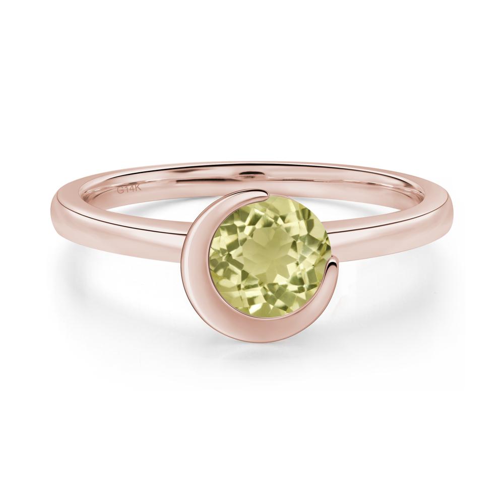 Lemon Quartz Moon Engagement Ring - LUO Jewelry #metal_14k rose gold