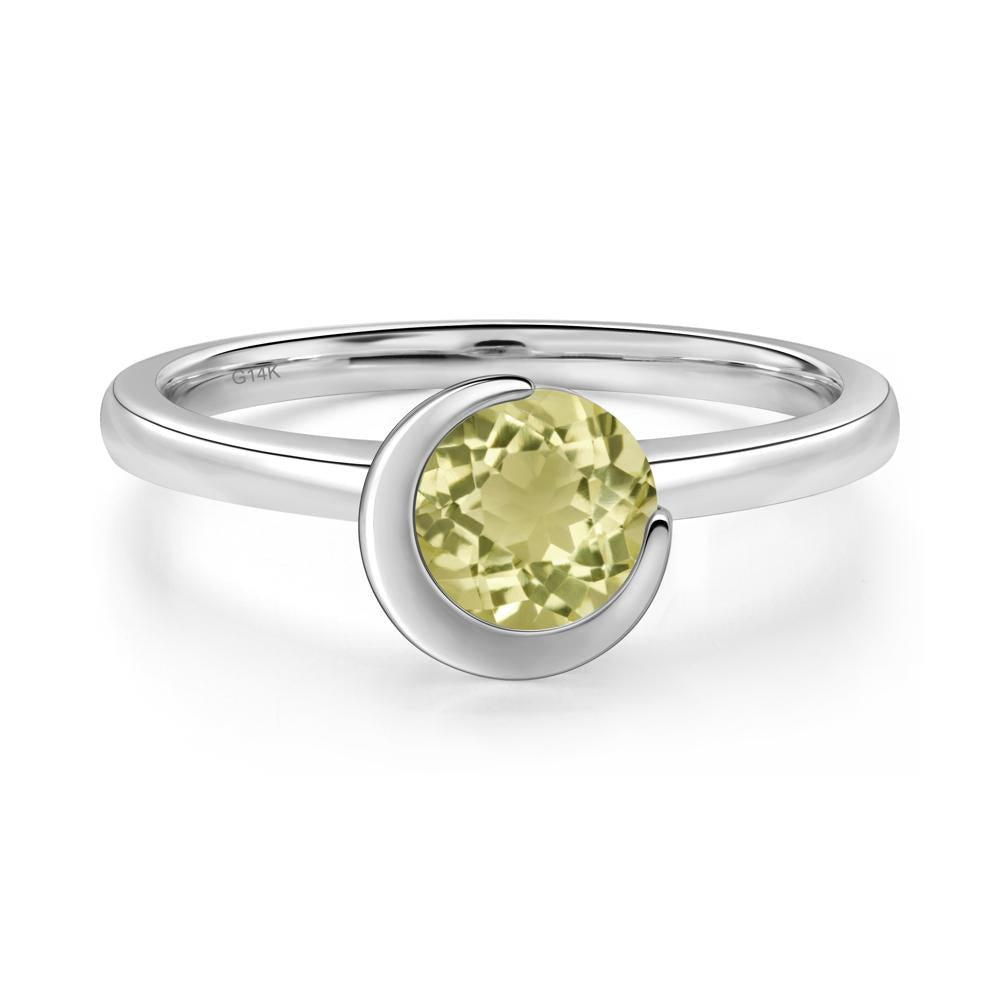 Lemon Quartz Moon Engagement Ring - LUO Jewelry #metal_14k white gold