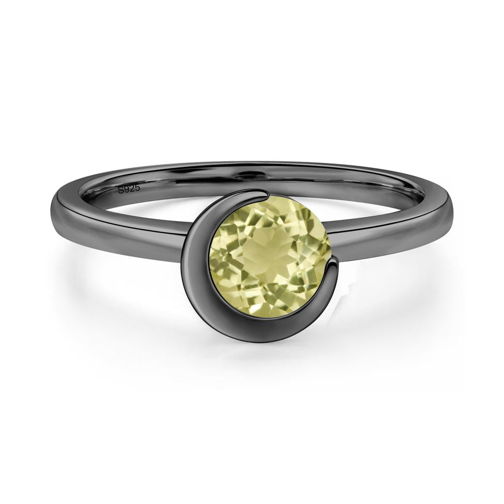 Lemon Quartz Moon Engagement Ring - LUO Jewelry #metal_black finish sterling silver