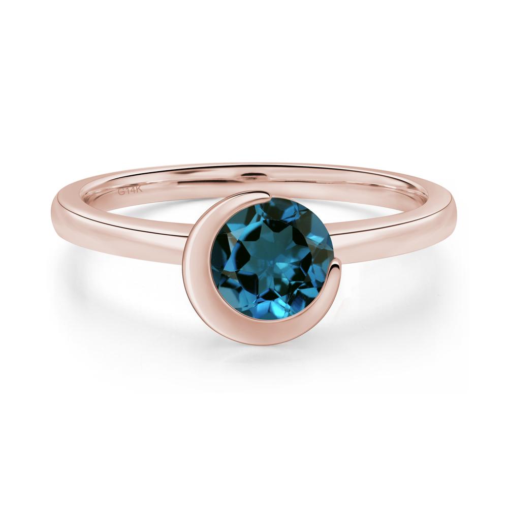 London Blue Topaz Unique Bezel Set Engagement Ring - LUO Jewelry #metal_14k rose gold