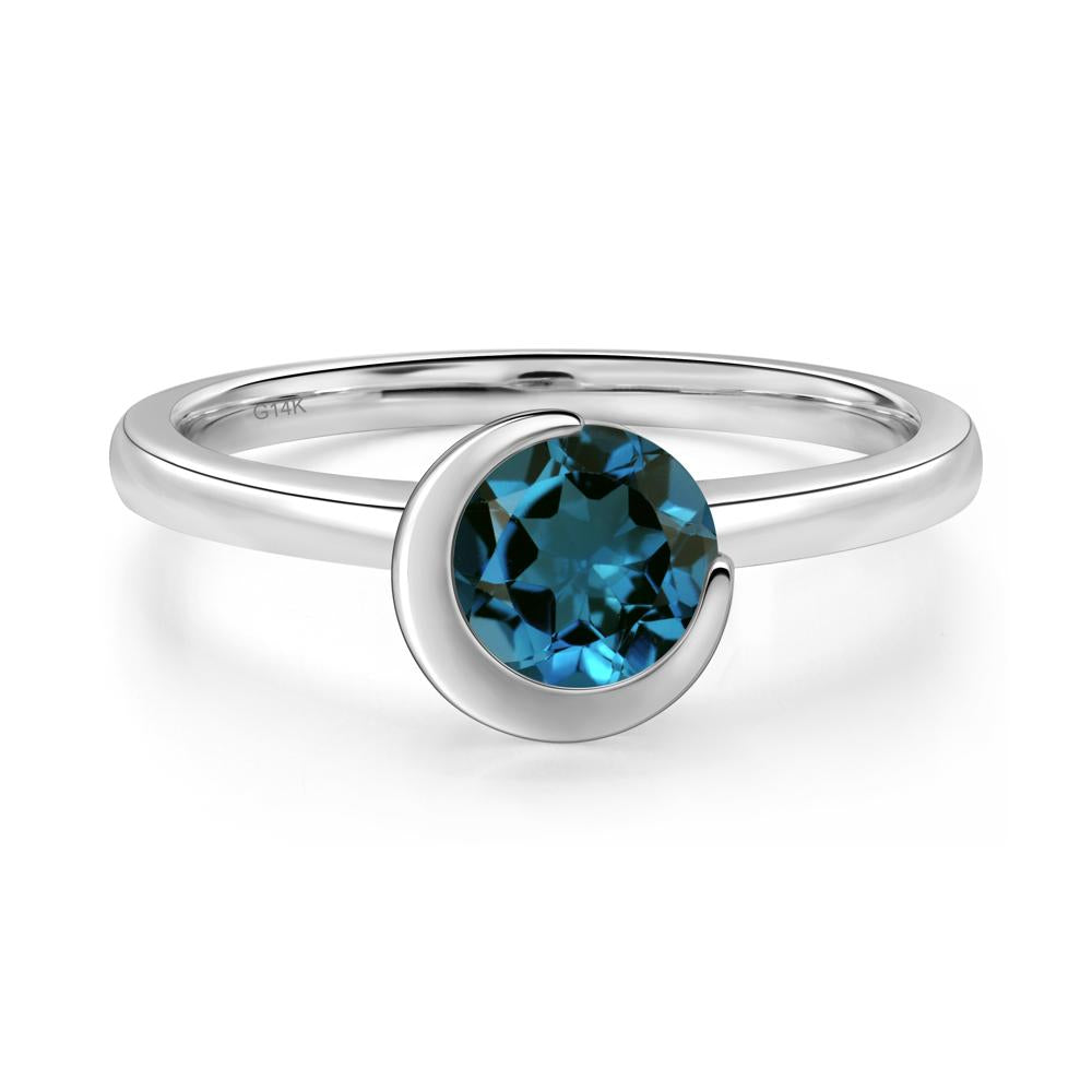 London Blue Topaz Unique Bezel Set Engagement Ring - LUO Jewelry #metal_14k white gold