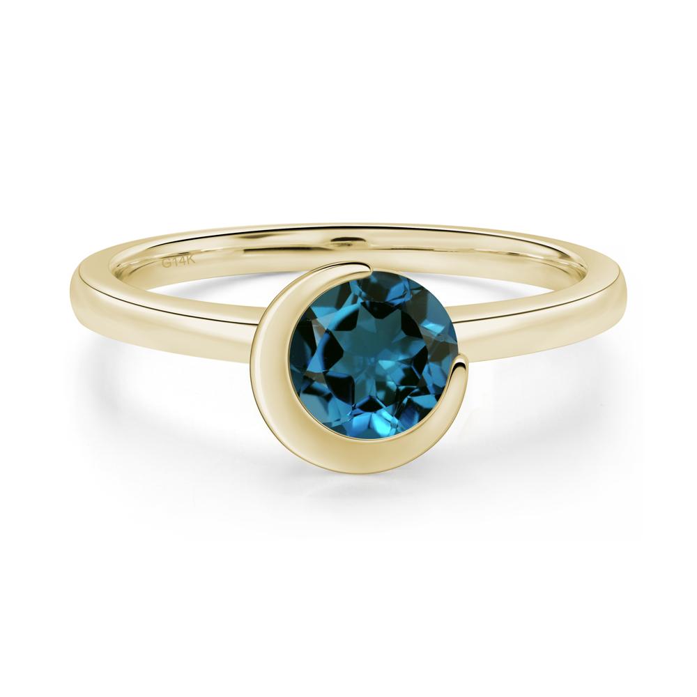 London Blue Topaz Unique Bezel Set Engagement Ring - LUO Jewelry #metal_14k yellow gold