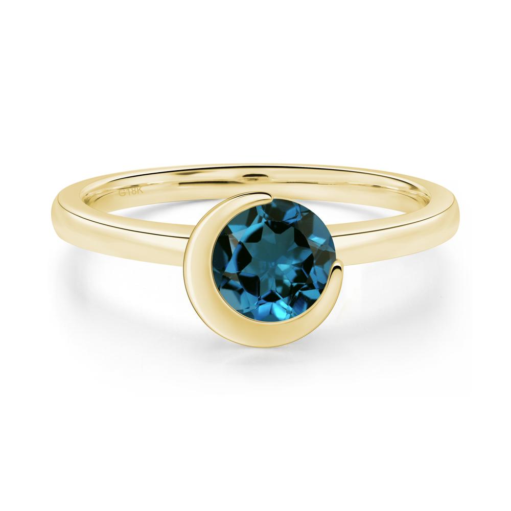 London Blue Topaz Unique Bezel Set Engagement Ring - LUO Jewelry #metal_18k yellow gold