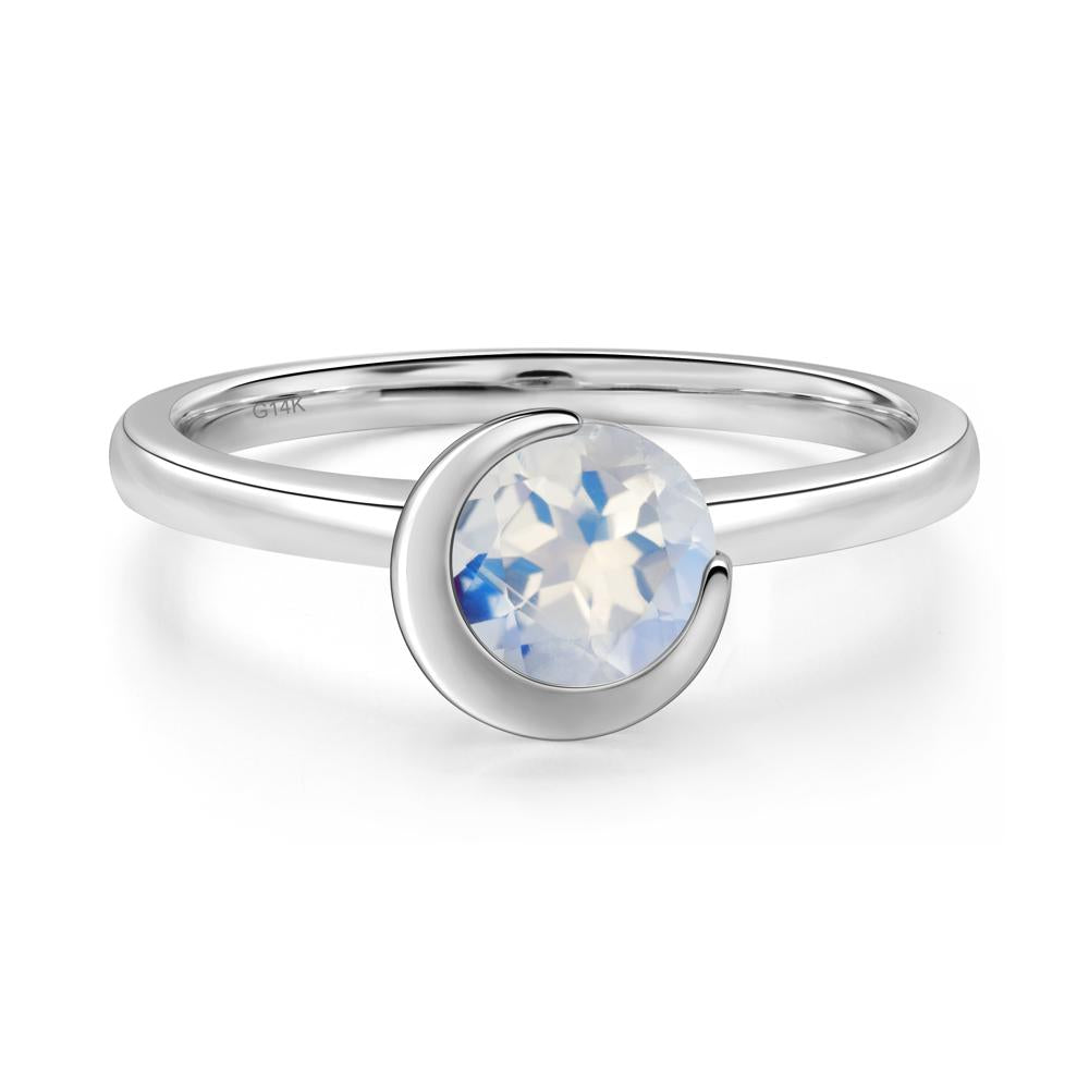 Moonstone New Moon Bezel Ring - LUO Jewelry #metal_14k white gold