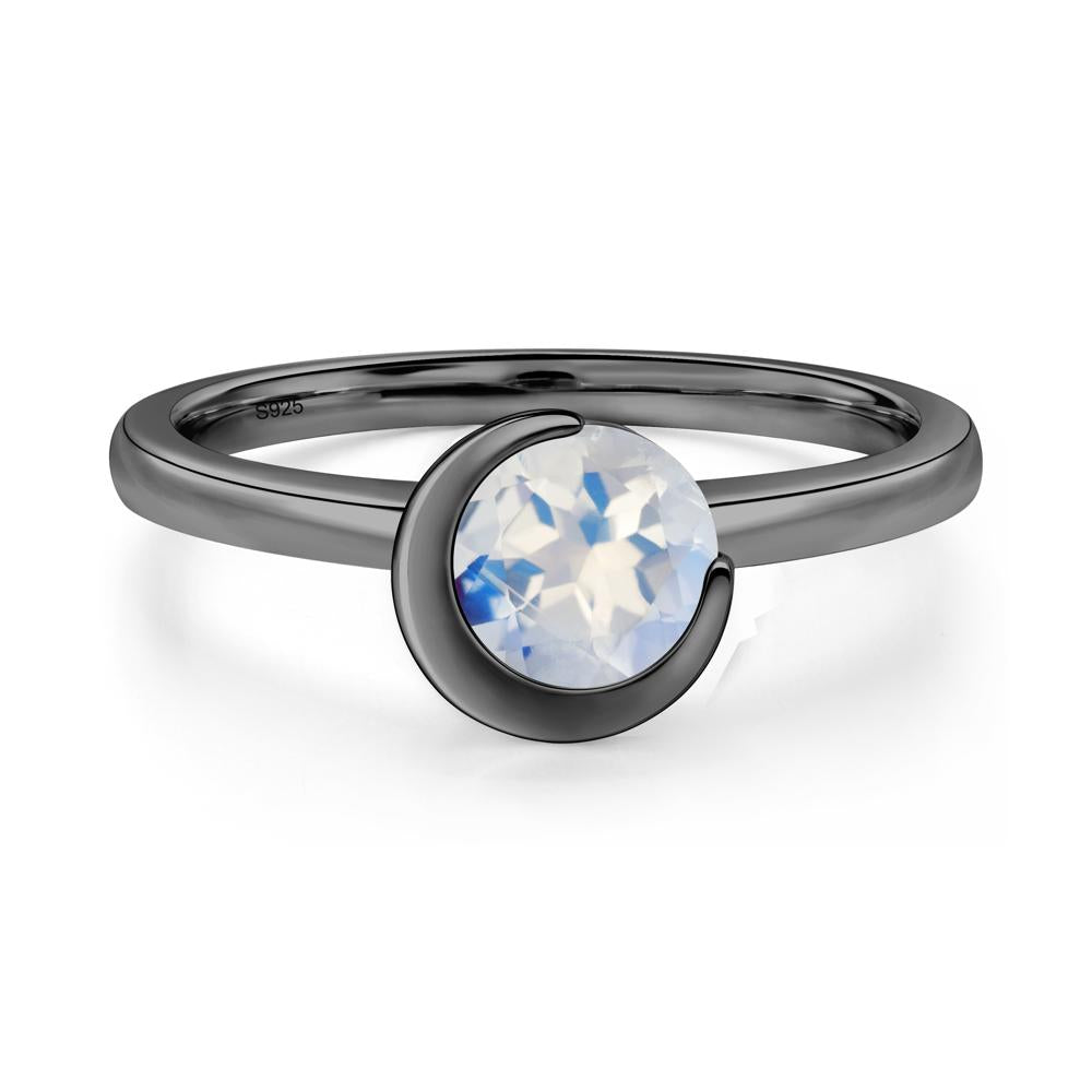 Moonstone New Moon Bezel Ring - LUO Jewelry #metal_black finish sterling silver