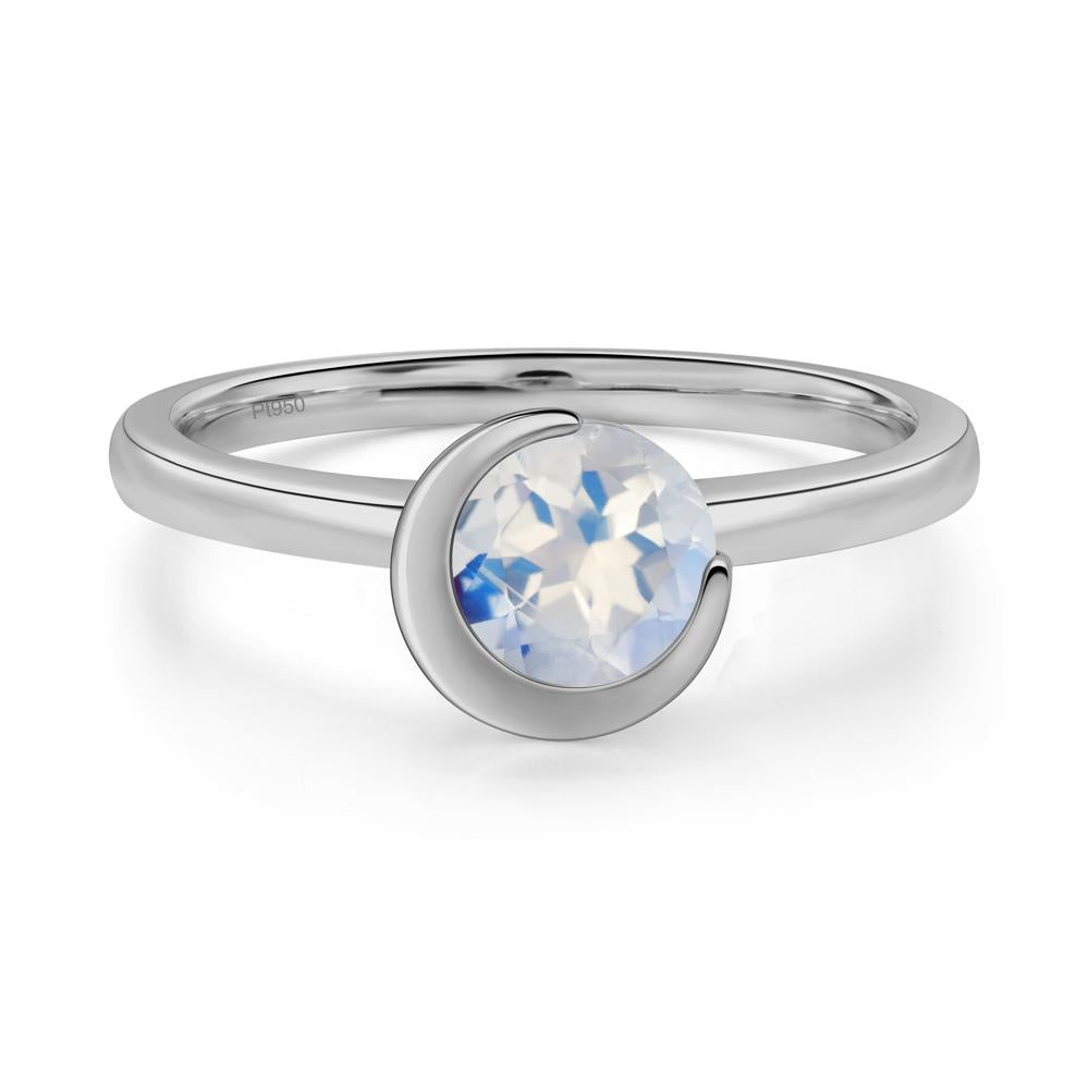 Moonstone New Moon Bezel Ring - LUO Jewelry #metal_platinum