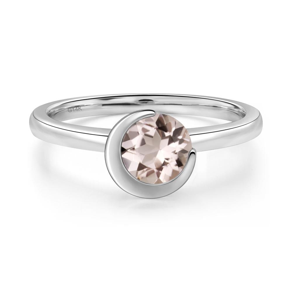 Morganite Crescent Moon Ring - LUO Jewelry #metal_14k white gold