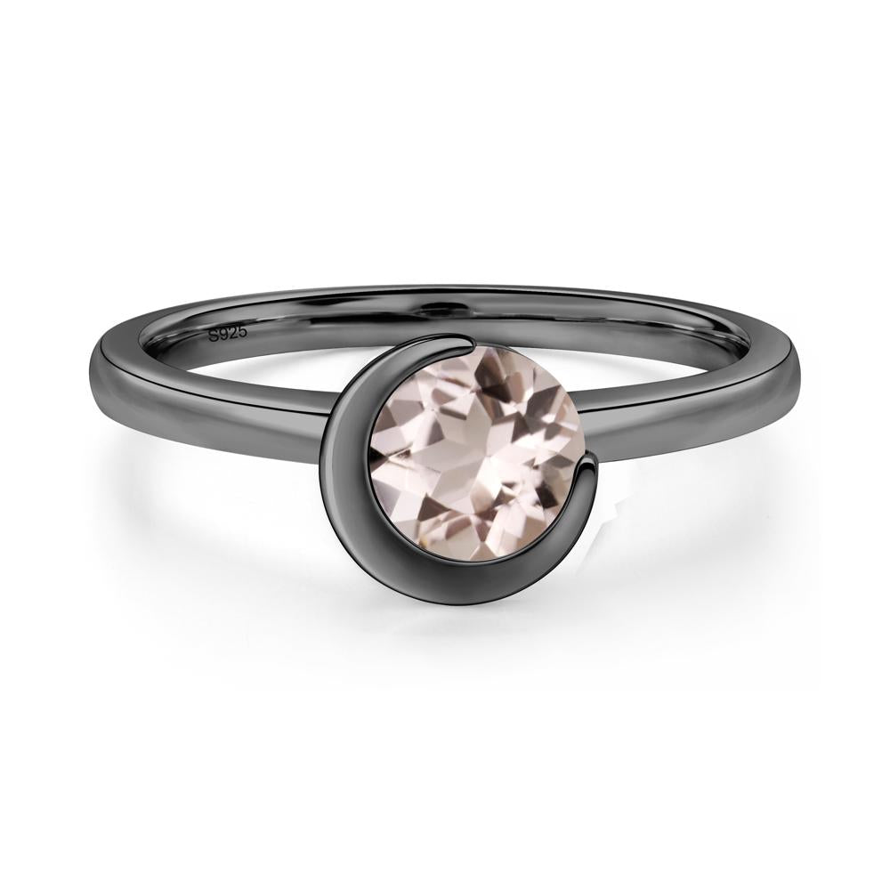 Morganite Crescent Moon Ring - LUO Jewelry #metal_black finish sterling silver