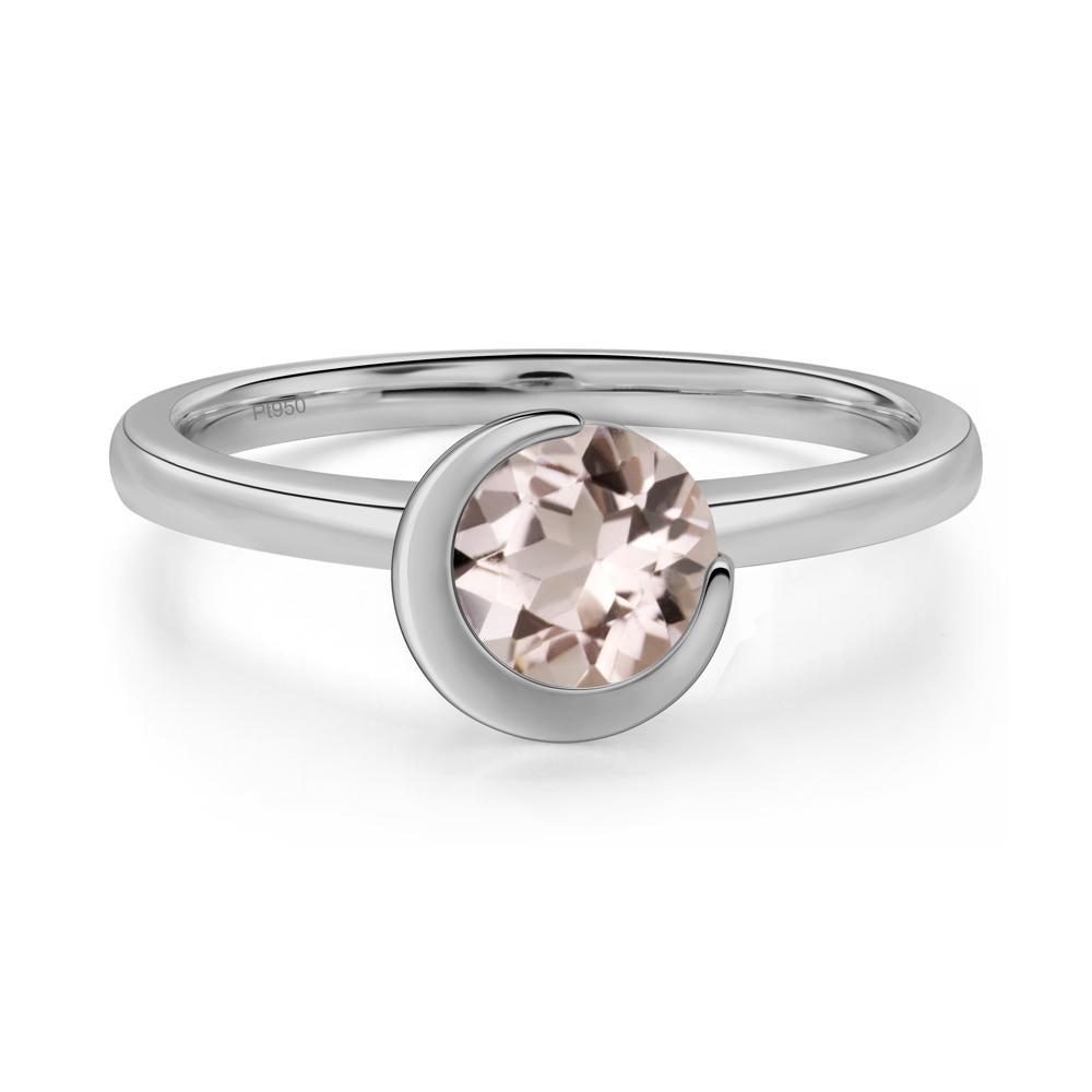 Morganite Crescent Moon Ring - LUO Jewelry #metal_platinum