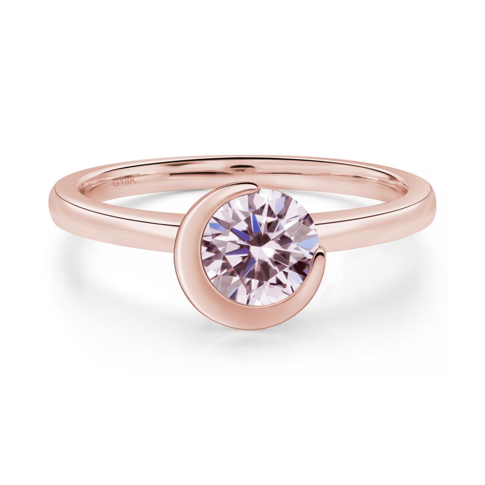 Pink Cubic Zirconia Unique Bezel Set Engagement Ring - LUO Jewelry #metal_18k rose gold