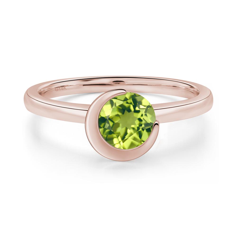 Peridot New Moon Bezel Ring - LUO Jewelry #metal_14k rose gold