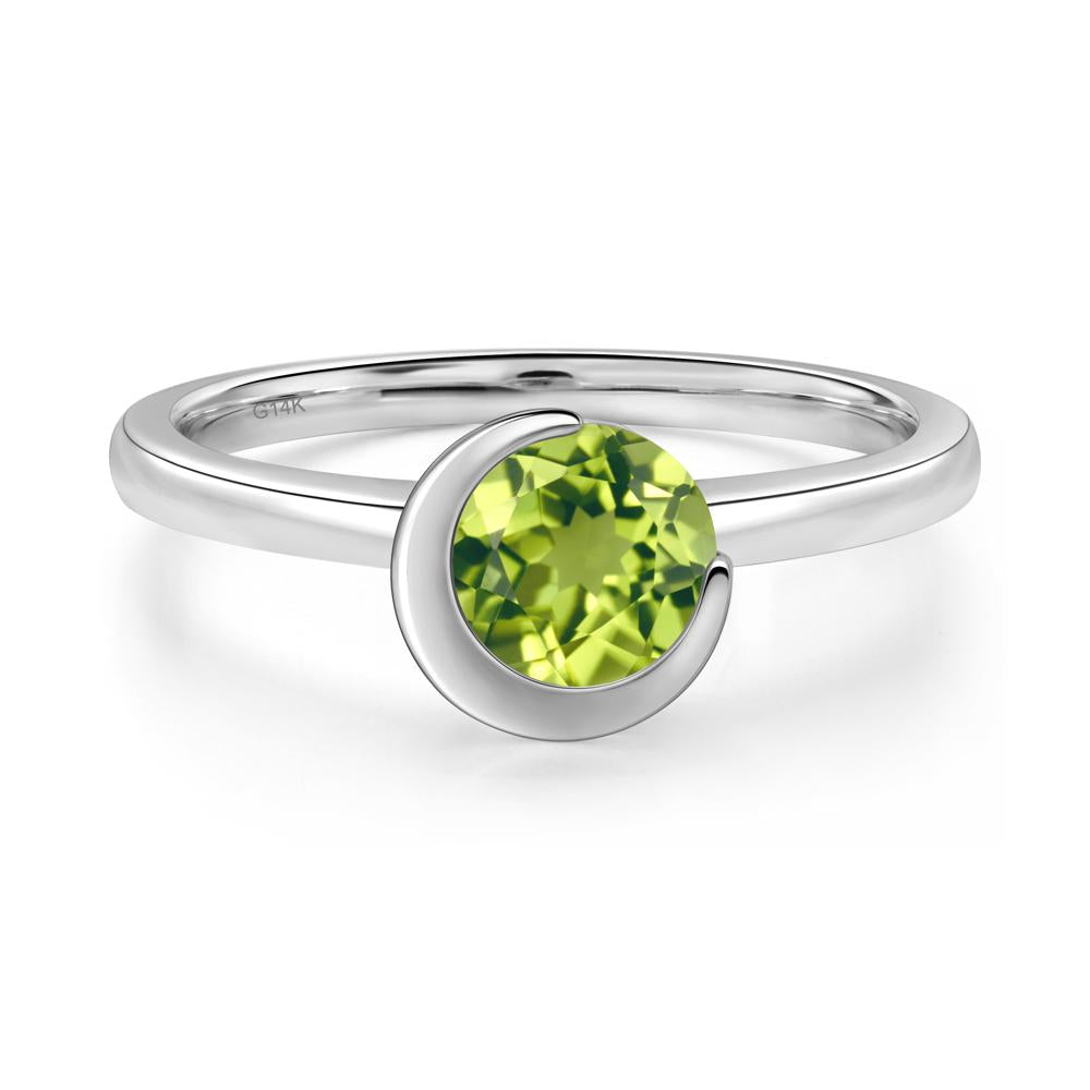 Peridot New Moon Bezel Ring - LUO Jewelry #metal_14k white gold