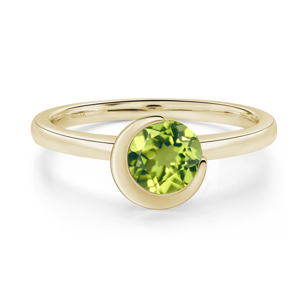 Peridot New Moon Bezel Ring - LUO Jewelry #metal_14k yellow gold