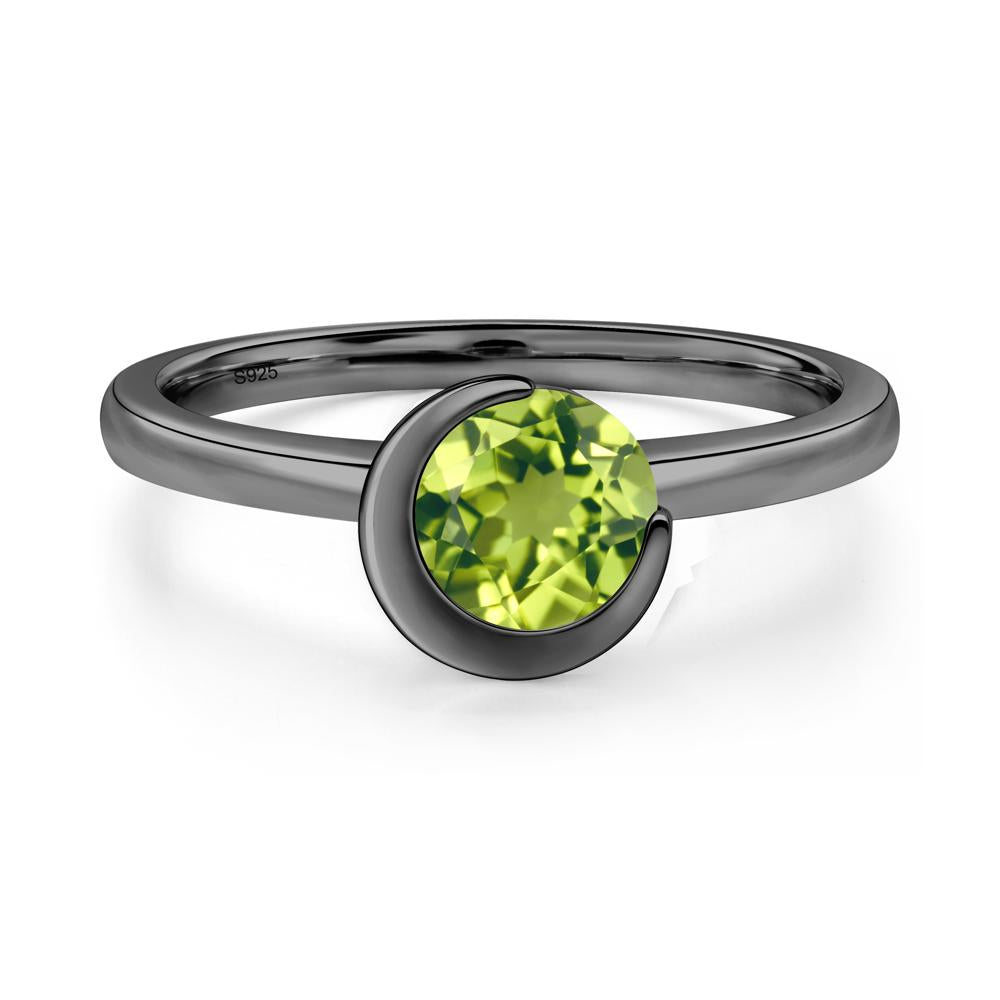 Peridot New Moon Bezel Ring - LUO Jewelry #metal_black finish sterling silver