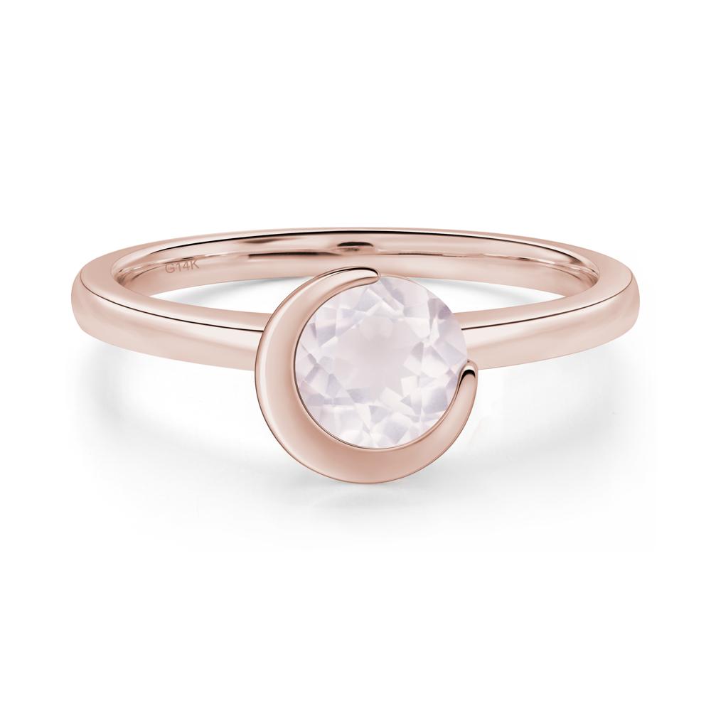 Rose Quartz New Moon Bezel Ring - LUO Jewelry #metal_14k rose gold