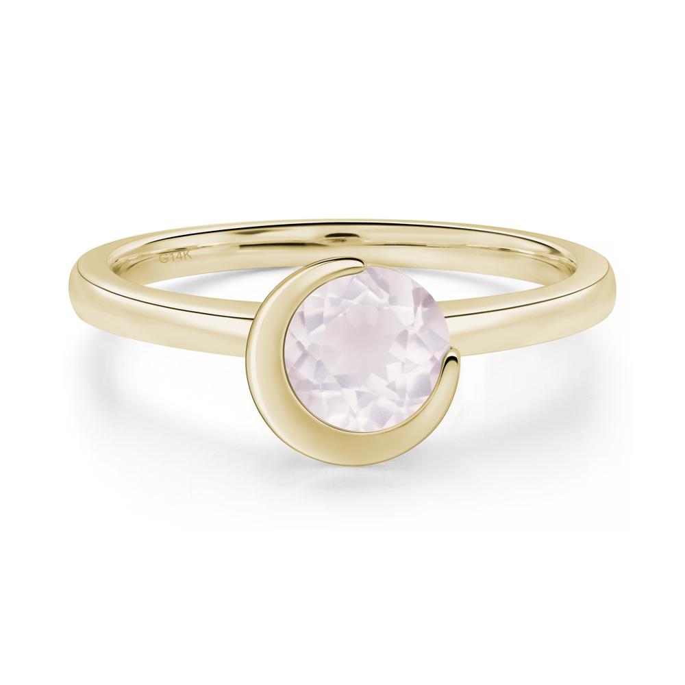 Rose Quartz New Moon Bezel Ring - LUO Jewelry #metal_14k yellow gold