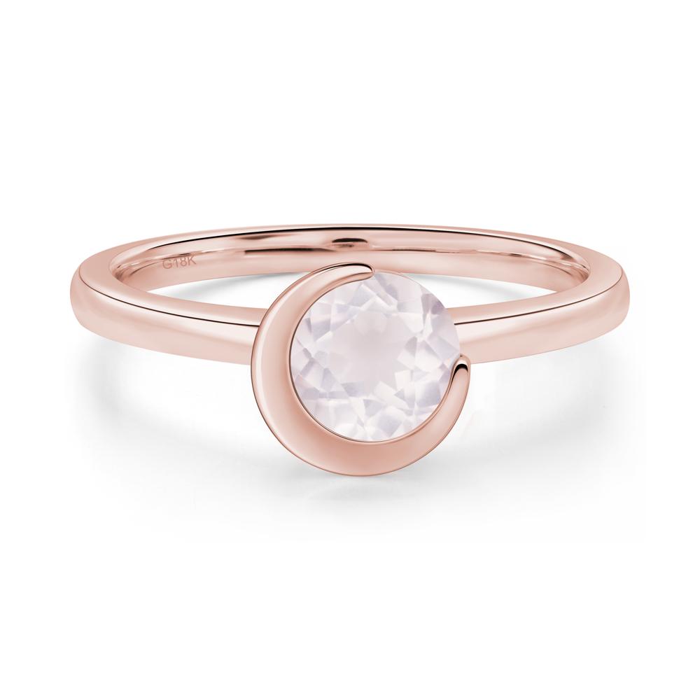 Rose Quartz New Moon Bezel Ring - LUO Jewelry #metal_18k rose gold