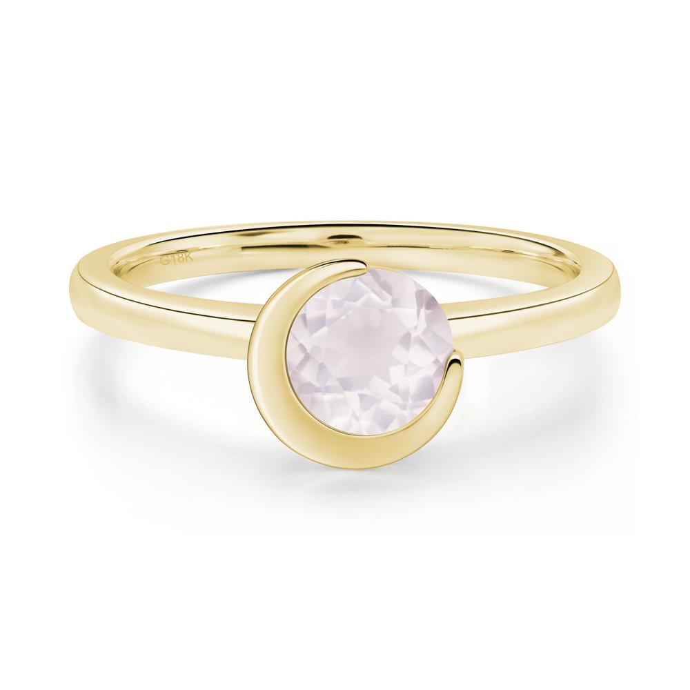 Rose Quartz New Moon Bezel Ring - LUO Jewelry #metal_18k yellow gold