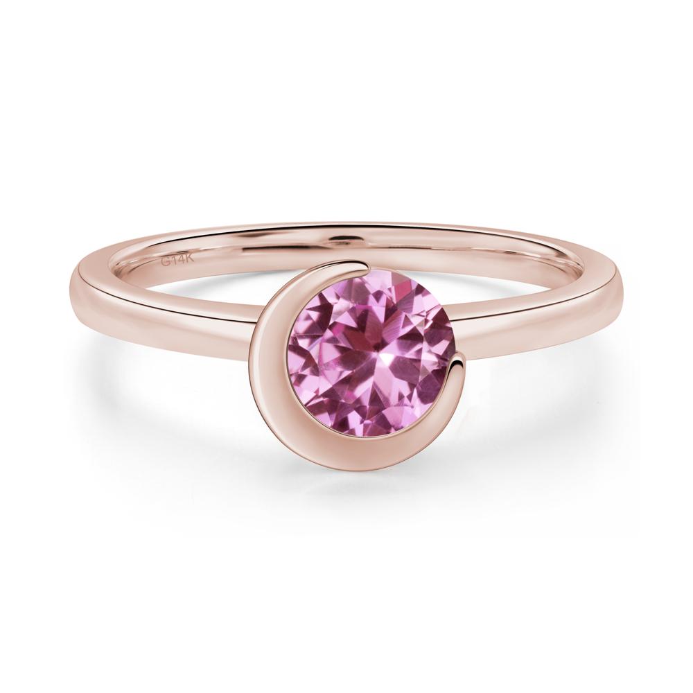 Pink Sapphire New Moon Bezel Ring - LUO Jewelry #metal_14k rose gold