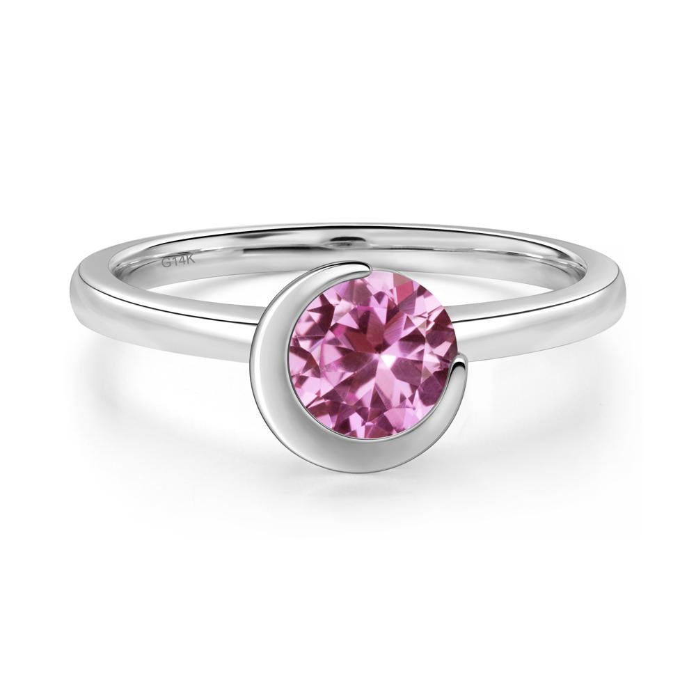 Pink Sapphire New Moon Bezel Ring - LUO Jewelry #metal_14k white gold