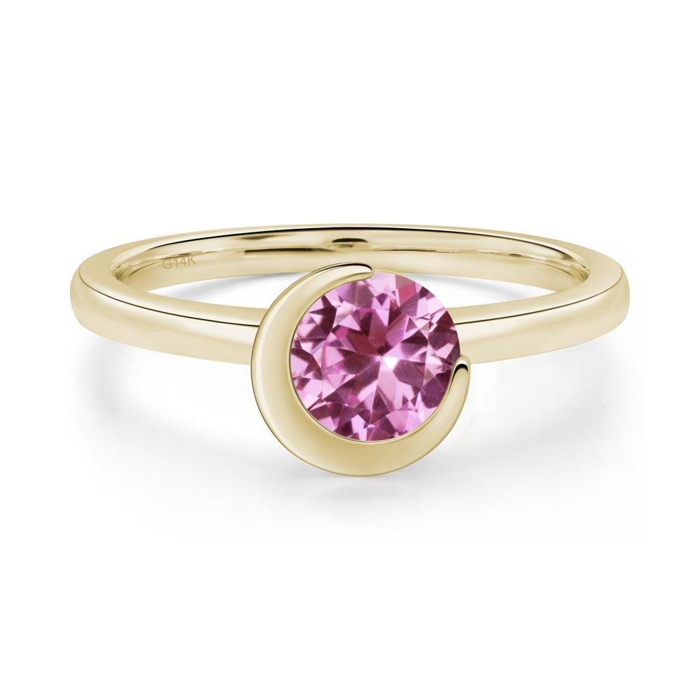 Pink Sapphire New Moon Bezel Ring - LUO Jewelry #metal_14k yellow gold