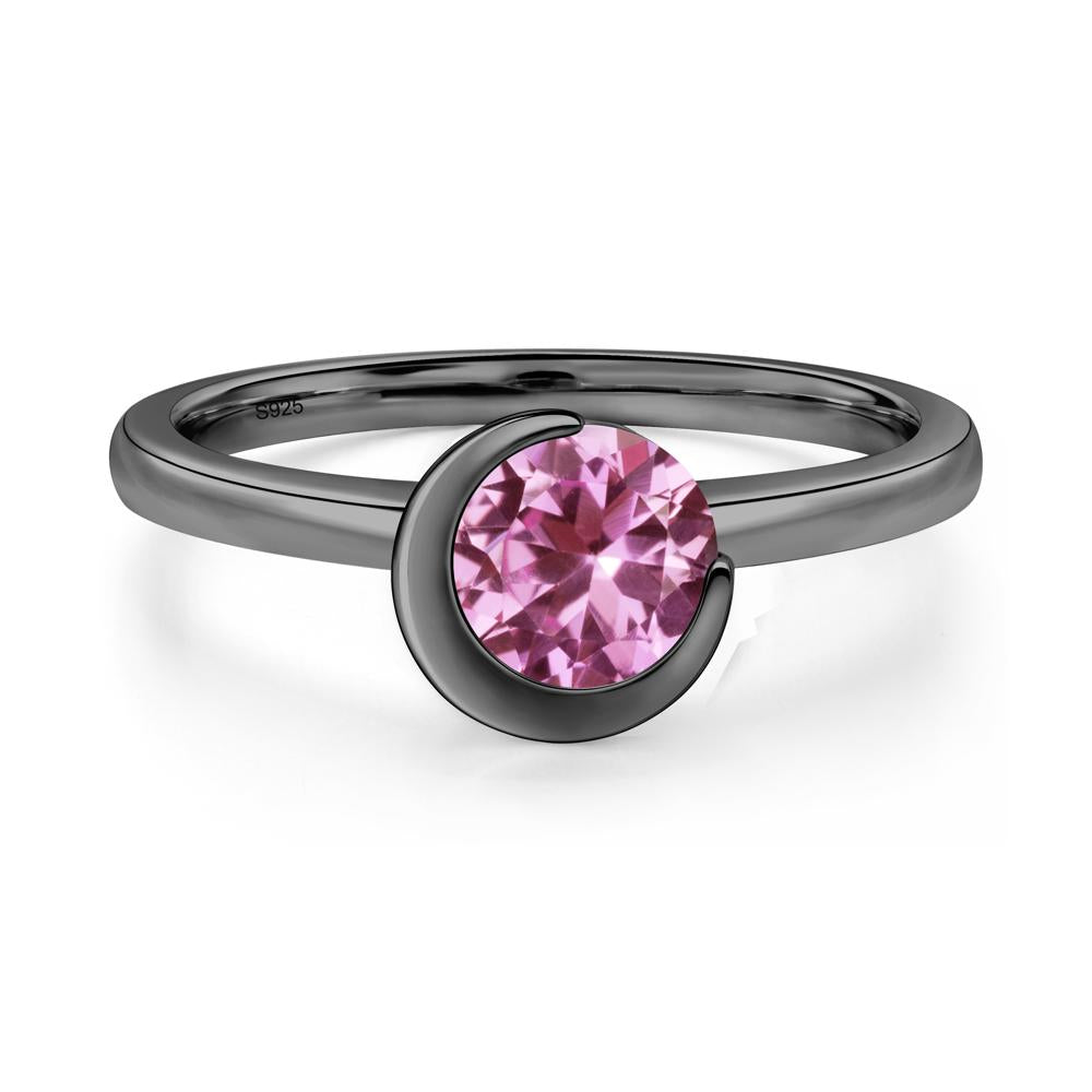 Pink Sapphire New Moon Bezel Ring - LUO Jewelry #metal_black finish sterling silver