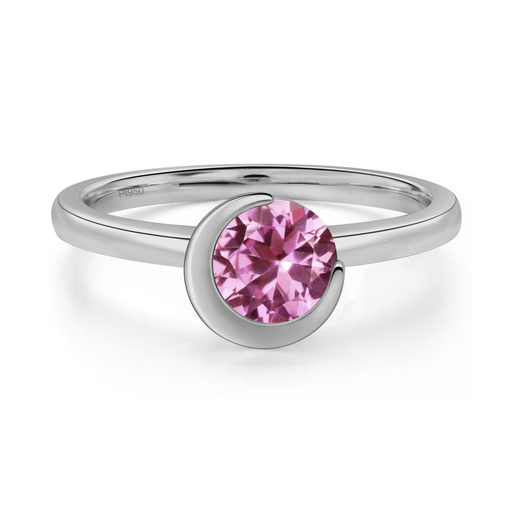 Pink Sapphire New Moon Bezel Ring - LUO Jewelry #metal_platinum